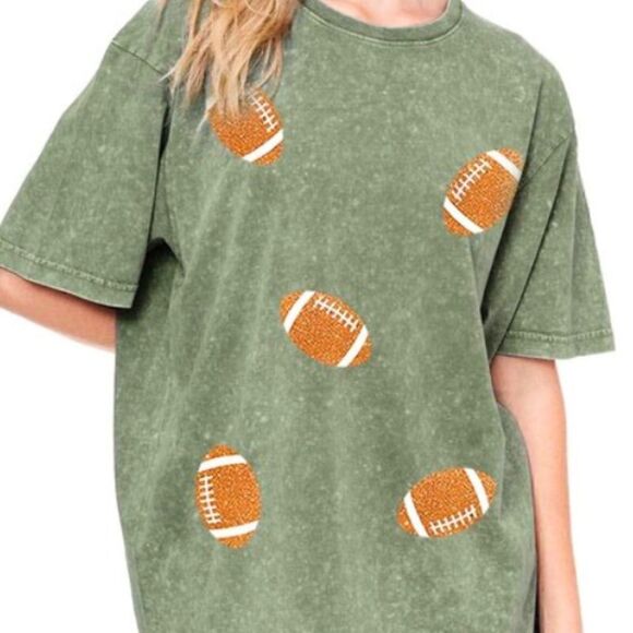 Glitter Football Game Day T-Shirt - Picture 2 of 3